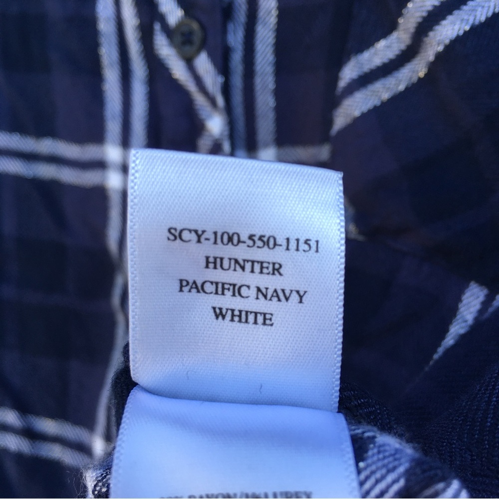 Rails Hunter Plaid Shirt Rayon Pacific Navy Blue White M - Picture 13 of 16
